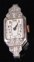 Lot 174 - An Art Deco ladies platinum and diamond set...