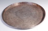 Lot 332 - An Indian white metal tray, the ground...