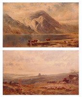 Lot 404 - E Steele - Cattle watering in a mountain lake...