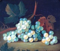 Lot 409 - 19th century school - Still life with grapes,...