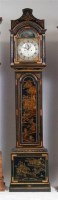 Lot 435 - An 18th century black lacquered longcase clock,...