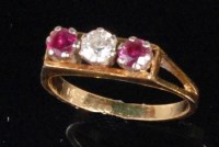 Lot 177 - An 18ct gold ruby and diamond set ladies dress...