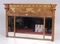 Lot 487 - A mid 19th century giltwood and gesso triptych...
