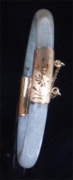 Lot 207 - A Chinese mutton jade and yellow metal mounted...