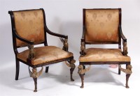 Lot 500 - A pair of French Empire mahogany and gilt...