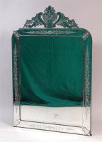Lot 501 - A Venetian glass overmantel mirror, having a...