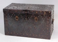 Lot 511 - An antique Spanish Armada chest, oak lined and...