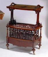 Lot 541 - A Victorian figured walnut canterbury whatnot,...