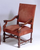 Lot 573 - A late 19th century carved oak and upholstered...