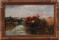 Lot 1491 - Circle of C J Lewis - Farmworkers in a river...