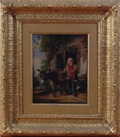 Lot 1506 - Circle of W Mulready - Fruit vendor with...