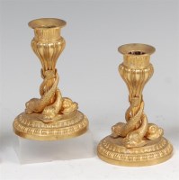Lot 1402 - A pair of 19th century gilt bronze dolphin...