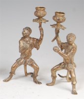 Lot 1403 - A pair of circa 1900 novelty engraved bronze...