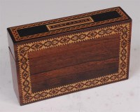 Lot 1414 - A circa 1900 rosewood and Tunbridge ware...
