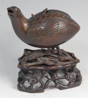 Lot 1427 - A Japanese Meiji period bronze quail koro, the...