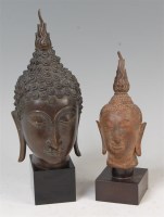 Lot 1446 - A Thai bronze Buddha head in the Ayutthaya...