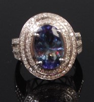 Lot 1318 - A contemporary 14ct white gold tanzanite and...