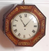 Lot 1559 - A circa 1830 rosewood wall clock, the...