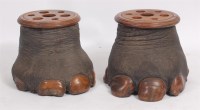 Lot 1593 - A pair of Victorian elephant foot stickstands,...