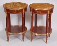 Lot 1633 - A pair of Louis XVI style sienna marble topped...