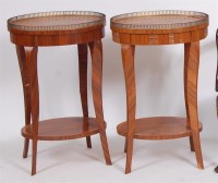 Lot 1635 - A pair of French kingwood etagere, each with...