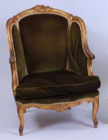 Lot 1646 - A Louis XV style giltwood fauteuil, with...