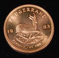 Lot 75 - South Africa, 1983 gold krugerrand, obv....
