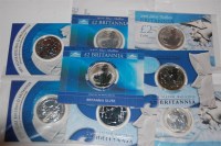 Lot 122 - Eight silver bullion Britannia one ounce of...