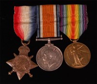Lot 213 - A WW I trio to include 1914-15 Star, British...