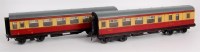 Lot 525 - 2x Bassett-Lowke BR blood and custard coaches,...