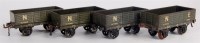 Lot 555 - 4x Bassett-Lowke Winteringham NE open wagons (G)