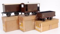 Lot 559 - 3x Bassett-Lowke postwar LMS wagons including...