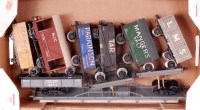Lot 433 - A small tray containing 9 mainly wooden wagons...