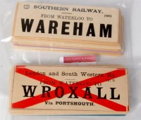 Lot 15 - Approx 70 LSWR and 60 SR (787) oblong luggage...