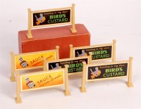 Lot 368 - Hornby 1949-69 set of 6 buff station hoardings...