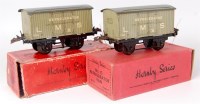 Lot 414 - 2x 1937-41 Hornby LMS No. 0 refrigerator vans...
