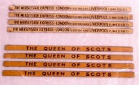 Lot 483 - 8x Hornby 1938-41 original train name boards...