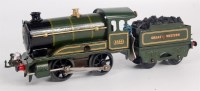 Lot 496 - Hornby 1938-41 green clockwork GW No. 0 loco...