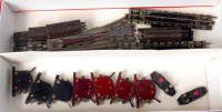 Lot 604 - 3 Hornby Dublo 3-rail LH electric points, 2...