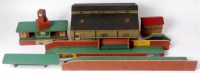Lot 619 - Wooden buildings, Hornby Dublo signal box with...