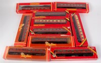 Lot 858 - 10 Hornby Stanier bogie coaches mixed LMS and...