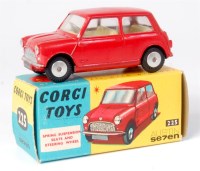 Lot 1631 - Corgi Toys, 225 Austin 7 Mini Saloon, red body...