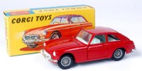 Lot 1658 - Corgi, 327 MGB GT, dark red body, light blue...