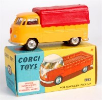 Lot 1730 - Corgi Toys, 431 Volkswagen pick-up, yellow...