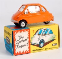 Lot 1745 - Corgi Toys, 233 Heinkel Economy car, orange...
