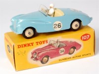 Lot 1918 - Dinky, 107 Sunbeam Alpine, pale blue, cream...