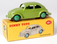 Lot 1932 - Dinky, 181 Volkswagen, lime green, mid-green...