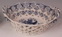 Lot 346 - A Lowestoft porcelain chestnut basket, lattice...