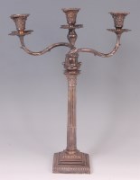 Lot 442 - A late 19th century silver plated three light...