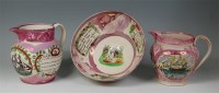 Lot 756 - A Victorian Sunderland lustre jug, transfer...